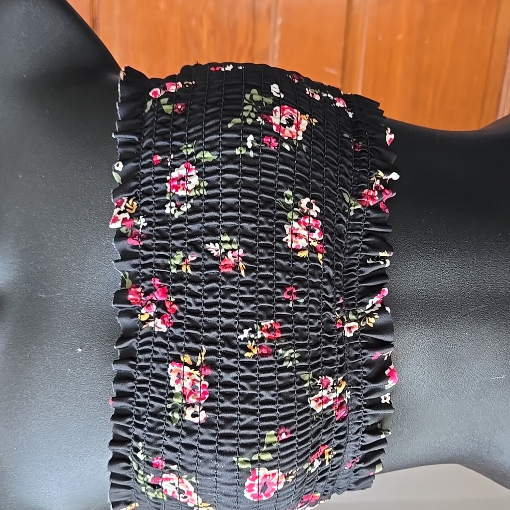 Ruched Roses Corset-style Bandeau Bikini Top Medium - Picture 1 of 8